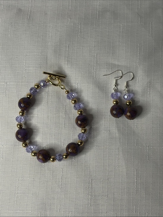 Real Diehl Jewelry Jewelry - Handcrafted Purple Cloisonné Bracelet and Earring Set